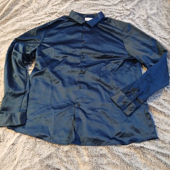 Asos design Other - Asos Design Men's Navy Satin Like Shirt  XL NWOT